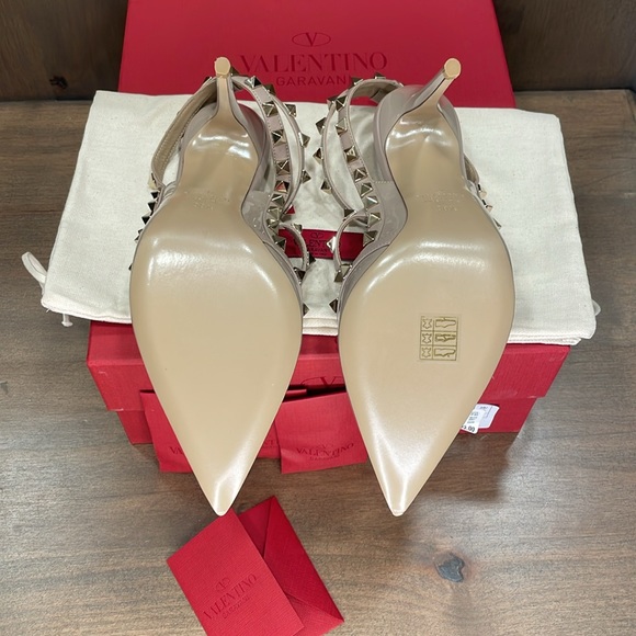 Valentino Rockstud Ankle Strap Heels Size 38 1/2 - Picture 6 of 10